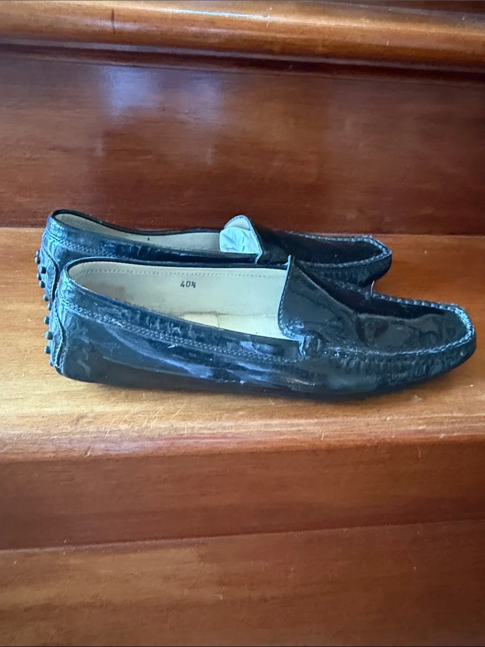 Tod's Gommino Black Patent Leather Driving Loafers